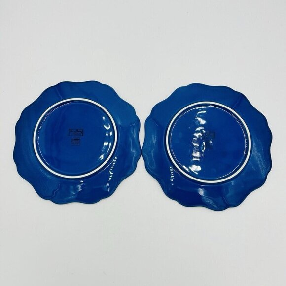 (2) Vera Bradley by Sadek Blue Dinner Plates 10.75" J Willfred Flower Portugal - Picture 4 of 6